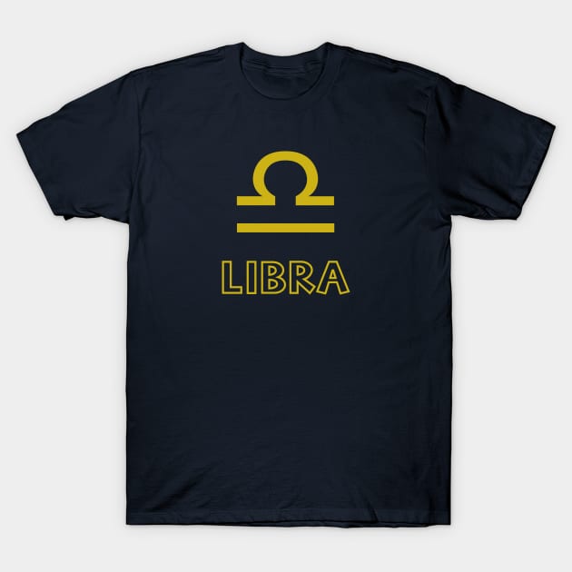 Astrology Libra Sign Symbol Gold T-Shirt by NataliePaskell